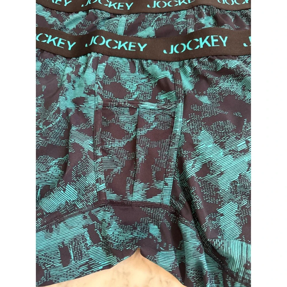 Jockey Mens Sport Micro Boxer Briefs 4 Pack XL 40-42 Blue Teal Grey  Print